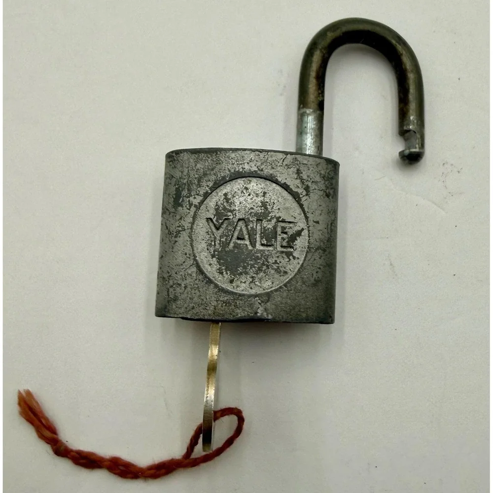 Vintage Yale Padlock with Key HX253 Made in USA Steel Industrial Hardware Lock